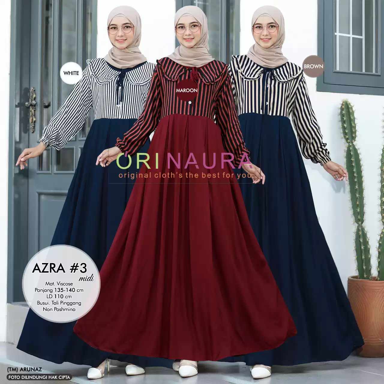 Jual Azra Midi Dress Gamis Kekinian Ori Naura Jakarta Selatan